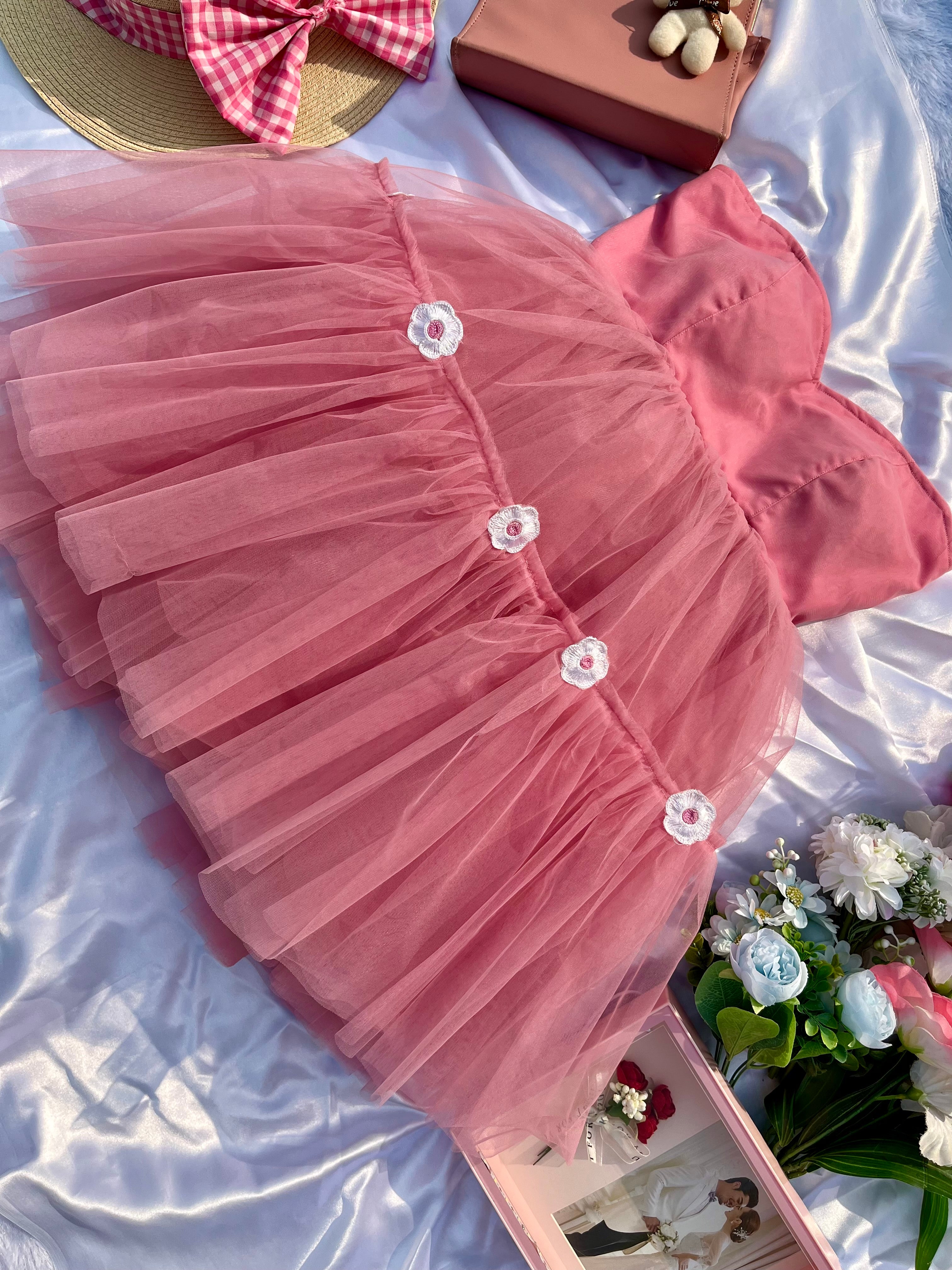 Pink sunflower dress best sale