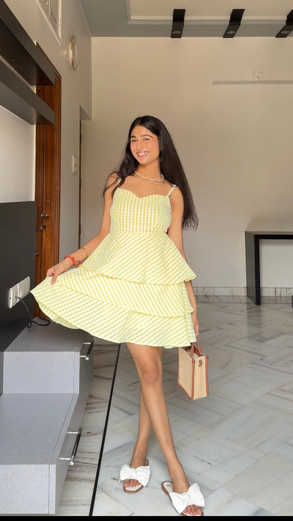 Yellow printed summer dress