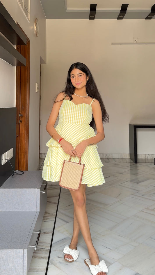 Yellow printed summer dress