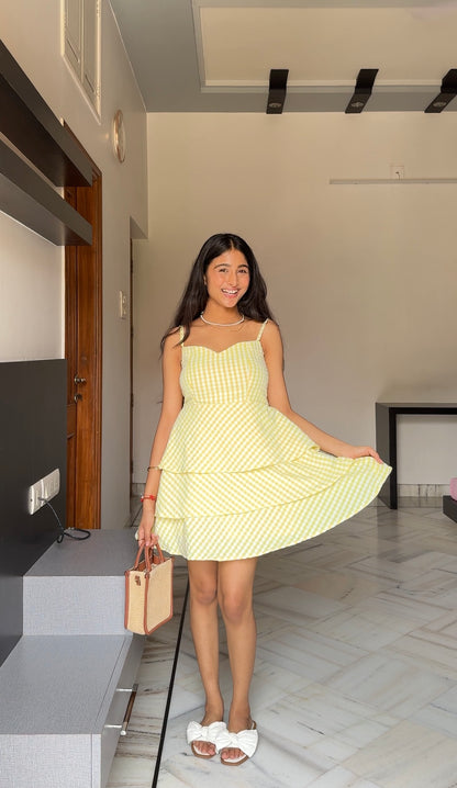 Yellow printed summer dress