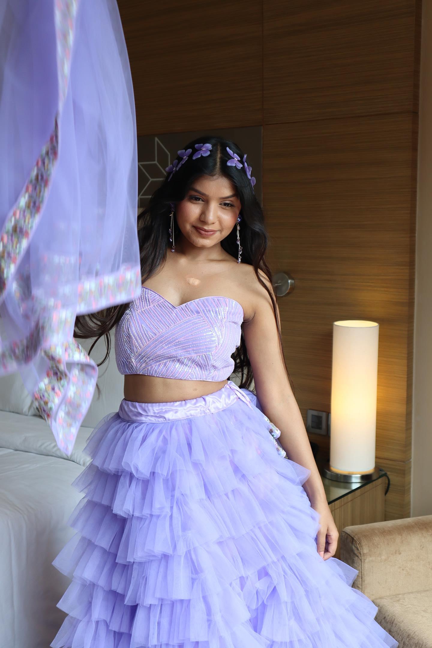 Purple Vows Tulle Lehenga