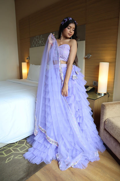 Purple Vows Tulle Lehenga