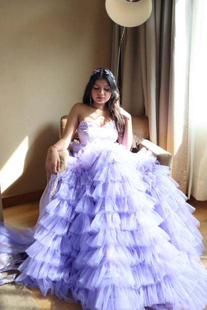 Purple Vows Tulle Lehenga