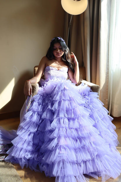 Purple Vows Tulle Lehenga