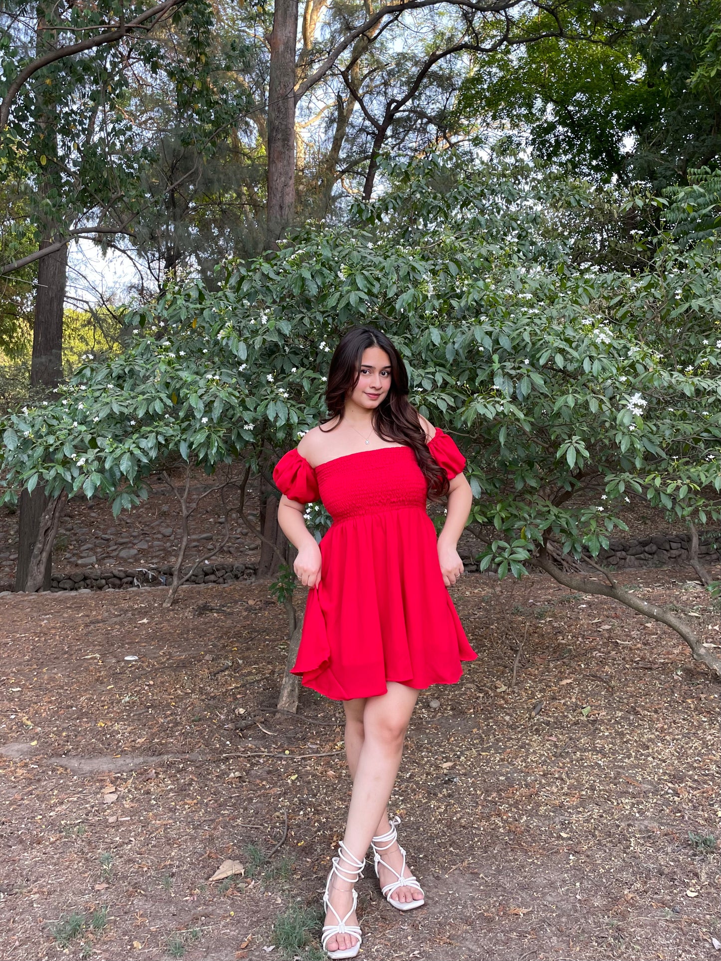 Crimson Cascade Red Dress