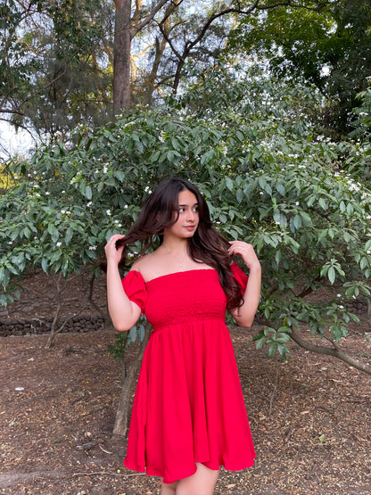 Crimson Cascade Red Dress