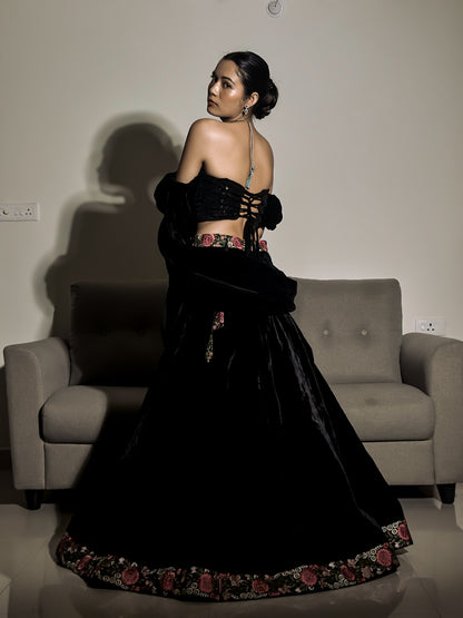 Celestial Charm Black Lehenga