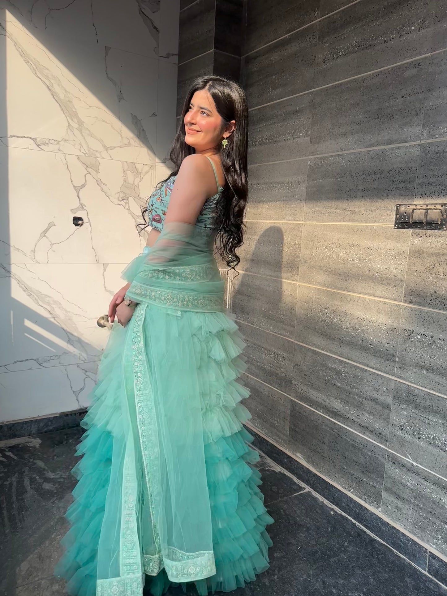 Pearl Green Tulle Lehenga