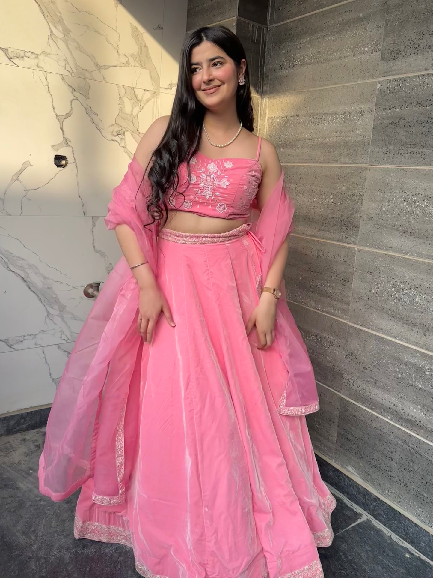 Dreamy Petals Light Pink Lehenga