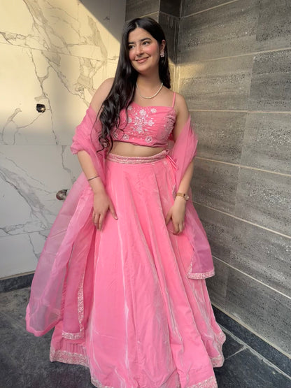 Dreamy Petals Light Pink Lehenga