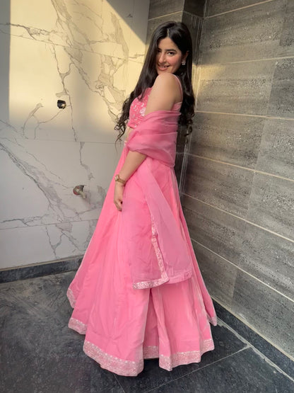 Dreamy Petals Light Pink Lehenga