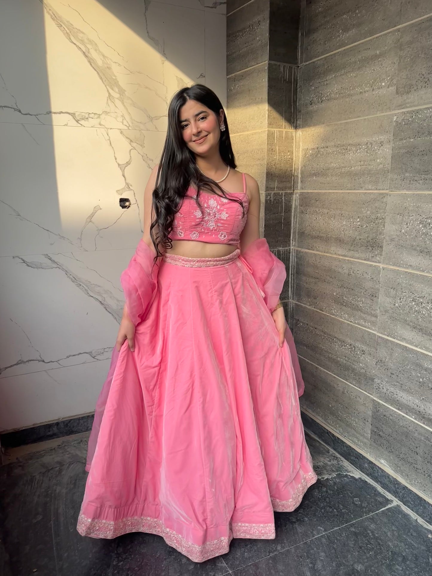 Dreamy Petals Light Pink Lehenga