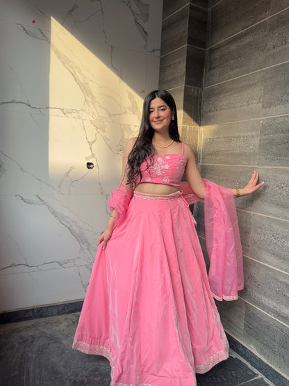 Dreamy Petals Light Pink Lehenga