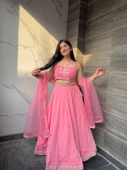 Dreamy Petals Light Pink Lehenga