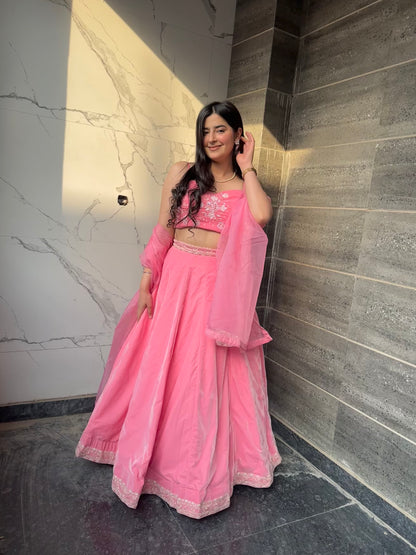 Dreamy Petals Light Pink Lehenga