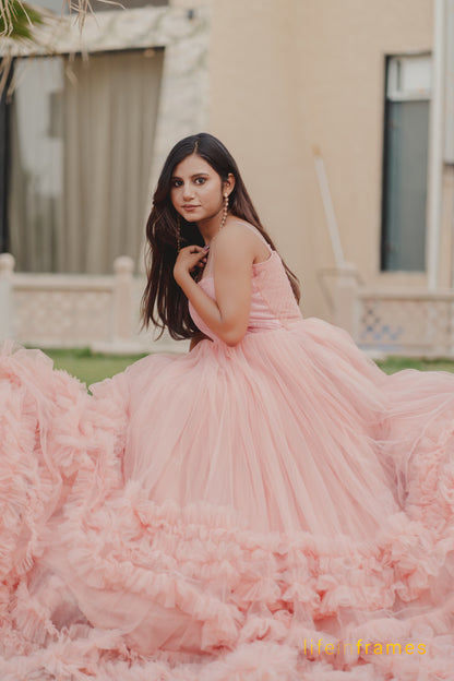 Regal Affair Peach Ball Gown