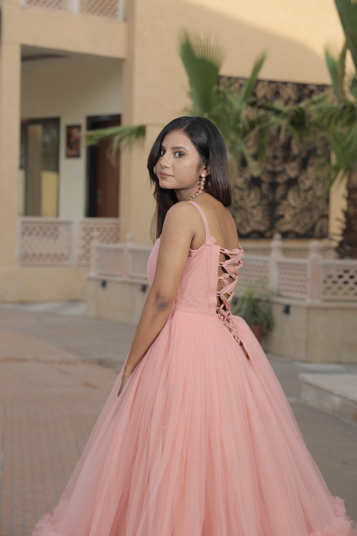 Regal Affair Peach Ball Gown