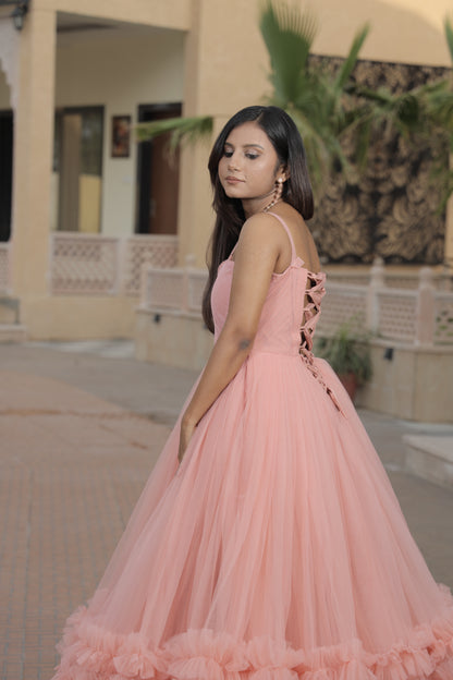 Regal Affair Peach Ball Gown