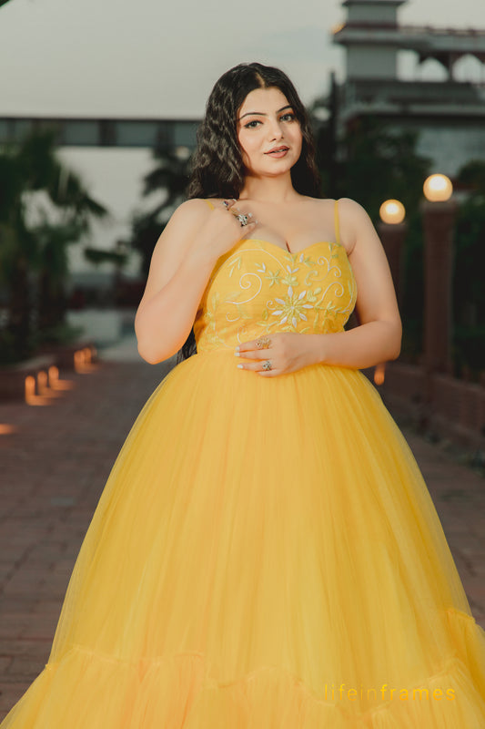 Dazzling Aurora Yellow Ball Gown