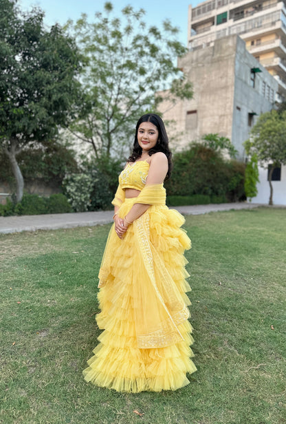 Golden Glow Tulle Lehenga