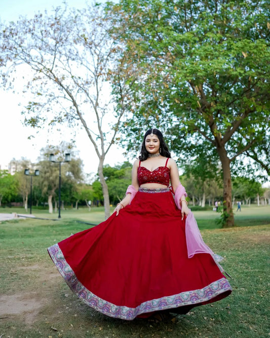 Regal Radiance Dark Pink Lehenga