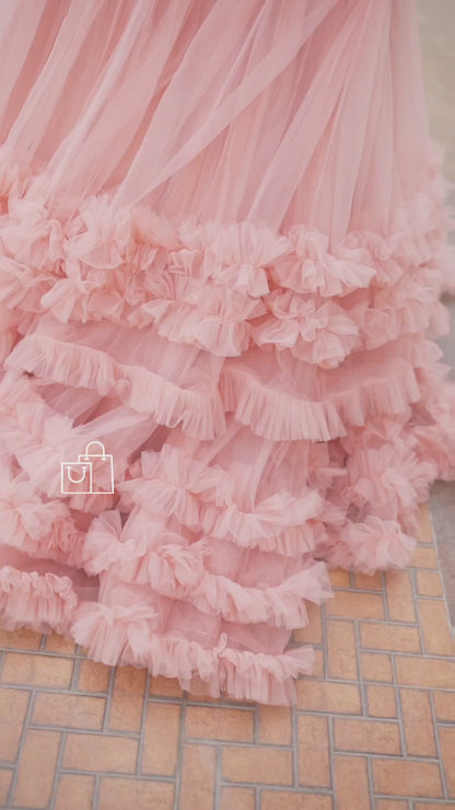 Regal Affair Peach Ball Gown